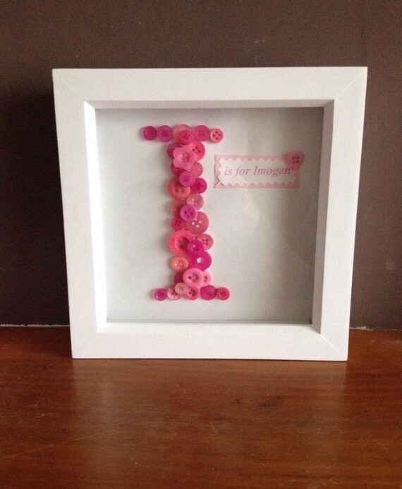 Baby nursery decoration letter button frame by Laurabelltreasures