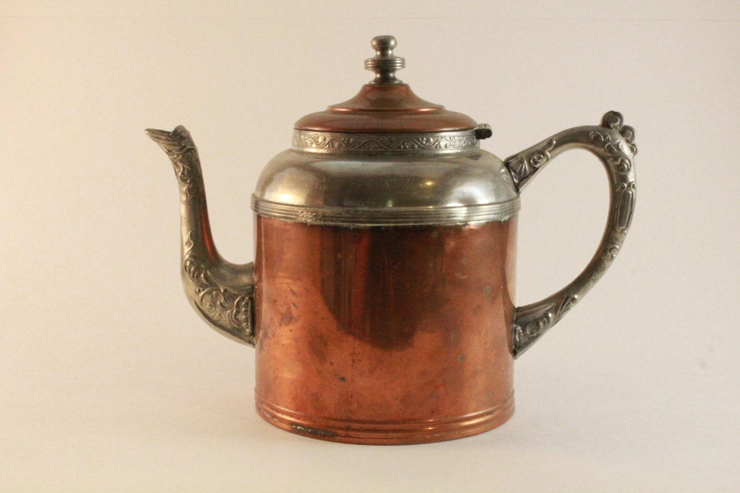 Late 1800's Copper & Pewter Teapot/Sovereign G.I. Mix Co.