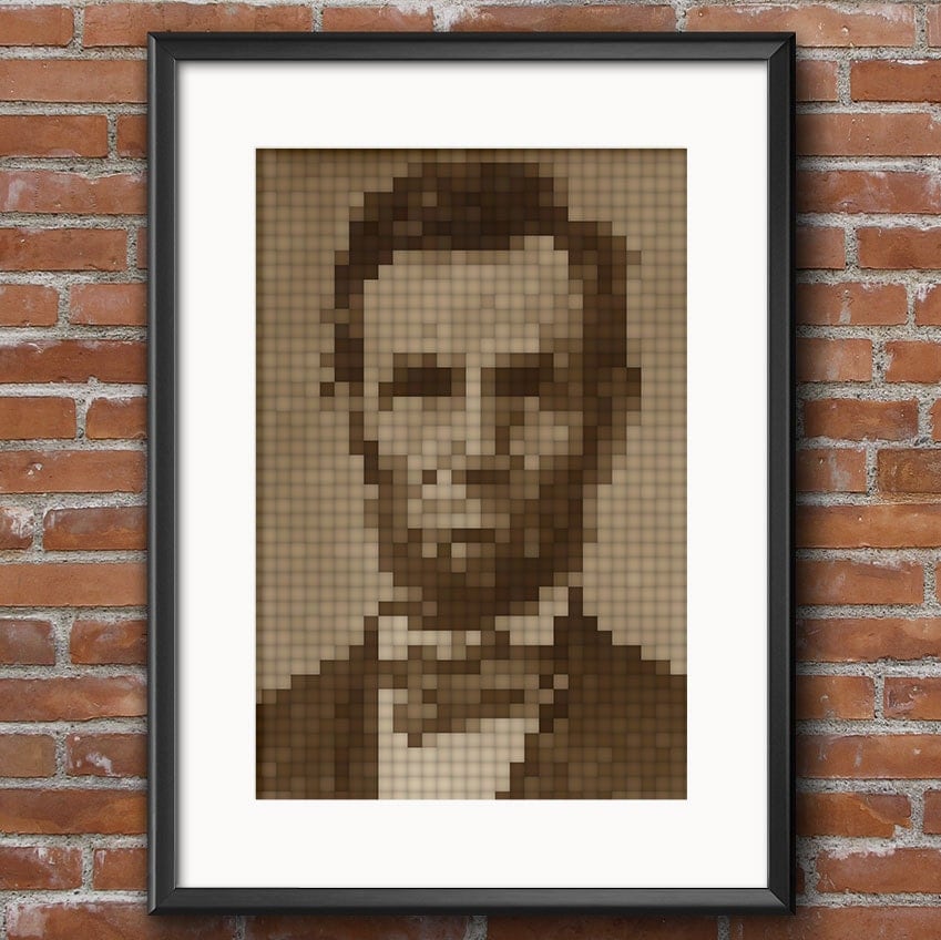 Abraham Lincoln Art PIXEL Print Pixel Art by TheContrastStudios