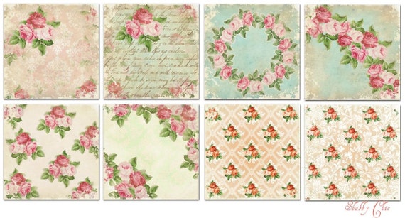 Decorative Scrapbooking Papers Set of 8 sheets 15 x 15cm