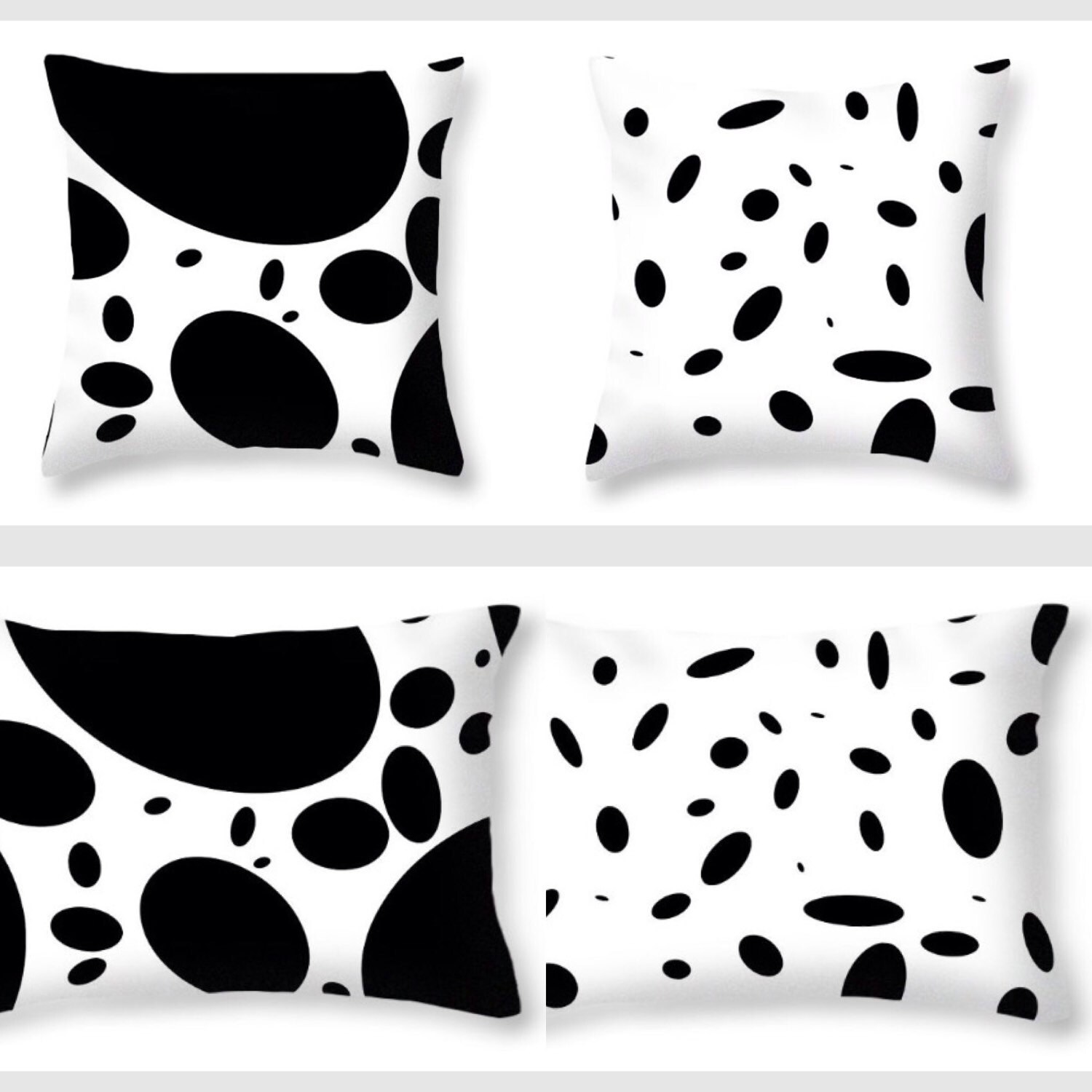 Throw Pillow BLACK WHITE Spots Interior Digital Cow by HouseOArt