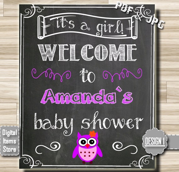 Baby Shower Chalkboard Sign Owl Mommy Sign