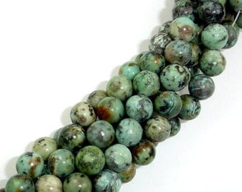 African Turquoise Beads, 8mm(8.4mm) Round, 15.5 Inch, Approx 47 beads, Hole 1 mm, A quality (110054003)