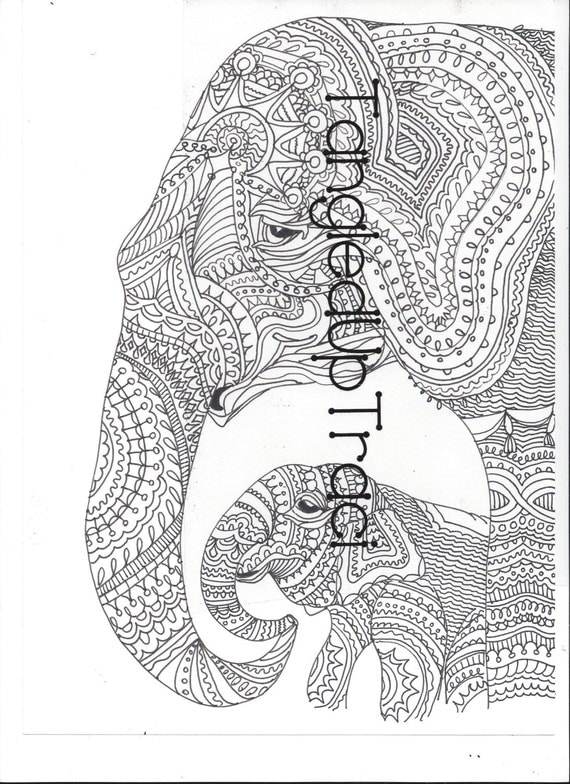 Detailed and intricate elephant zentangle by TangledUpTraci