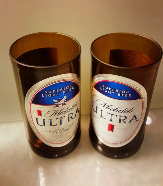 Michelob Ultra Beer Bottle Drinking Glass Set of 2