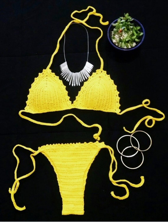 Crochet Bikini Crochet Brazilian Bikini Yellow Crochet 