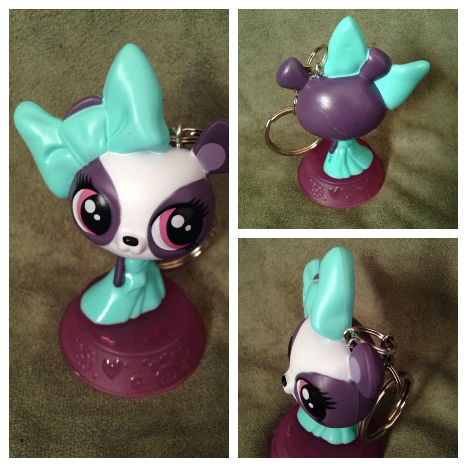 Upcycled Littlest Pet Shop Toy Panda Keychain