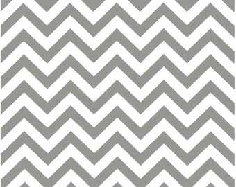 1/2 Yard Gray and White Chevron Fabric - Premier Prints Storm and White Twill Zig Zag Chevron Fabric HALF YARD
