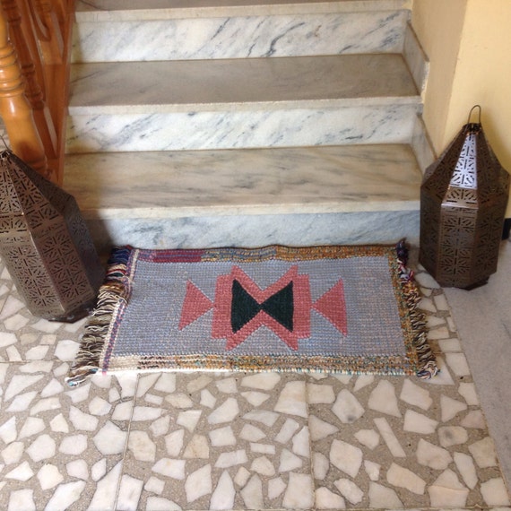 Rug handwoven wool rug multicolored Ethiopian woven home