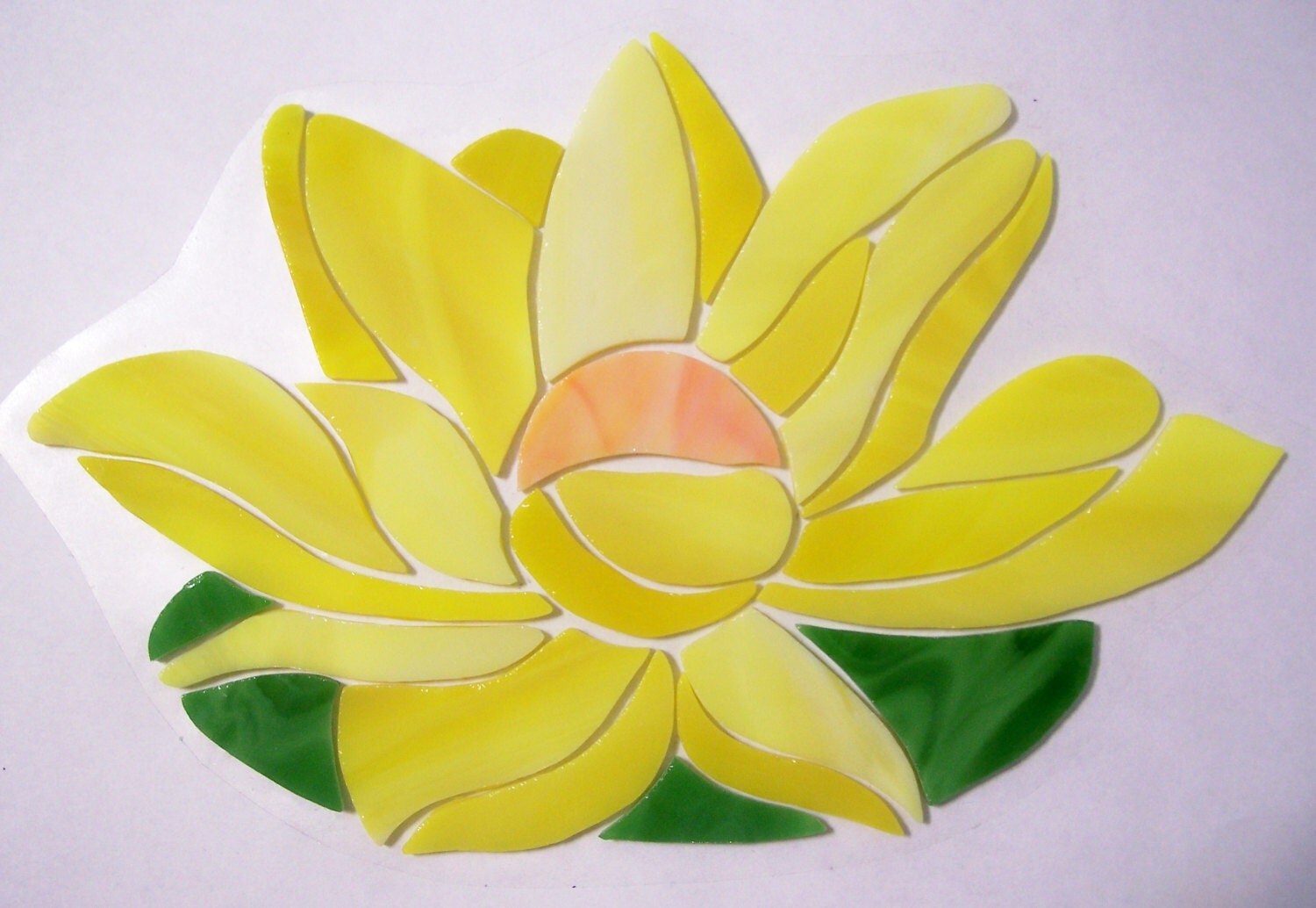 PreCut Stained Glass Mosaic Inlay Lily Pad with Lotus
