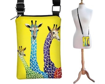 SALE Clara Nilles Giraffe iPhone Case Cell Phone Sling Case Cross Body Cell Phone Bag yellow blue purple green RTS