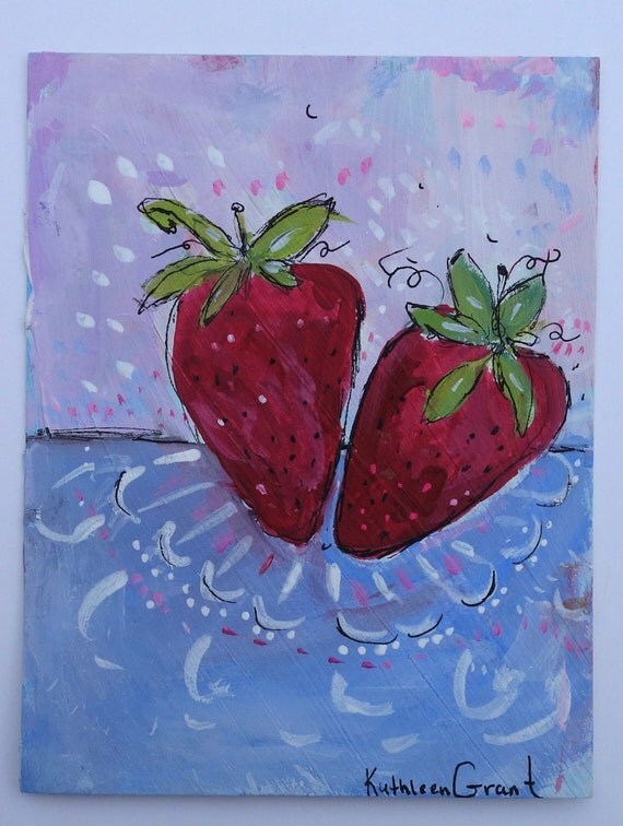 Juicey June Strawberries by KathleenGrantStudios on Etsy