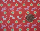 Japanease Kawaii Cats With Flower Fabric FQ