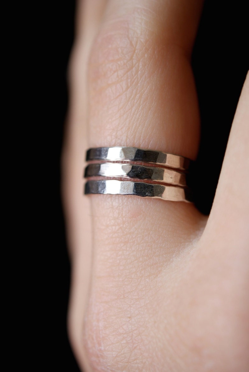 Sterling Silver Stack rings set of 3 Extra Thick Sterling