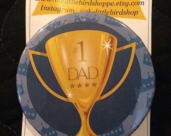 Best Dad Father #1 Dad Trophy Pin Button