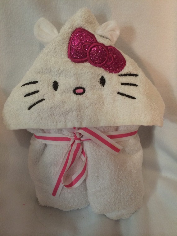 Hello Kitty Hooded Towel You Choose Size By Mothergoosedesigns 