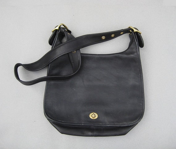 Coach Black Leather Shoulder Bag Vintage Purse 9718