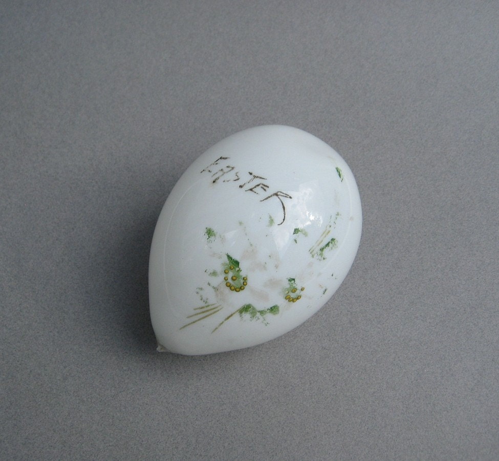 Antique Blown Glass Easter Egg Large Milk Glass Egg by UncommonEye