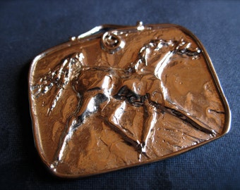 Bronze Lost Wax Art Horse Pendant - Focal - Centerpiece - 36mm X 34mm