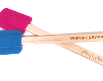 Personalized Engraved Spatula - Wood and Silicone