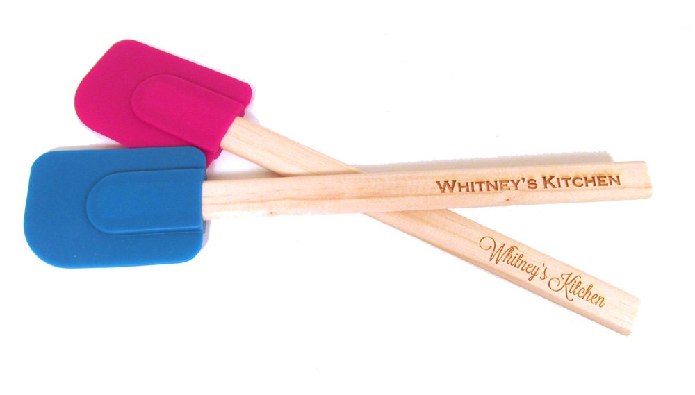 Personalized Engraved Spatula Wood and Silicone