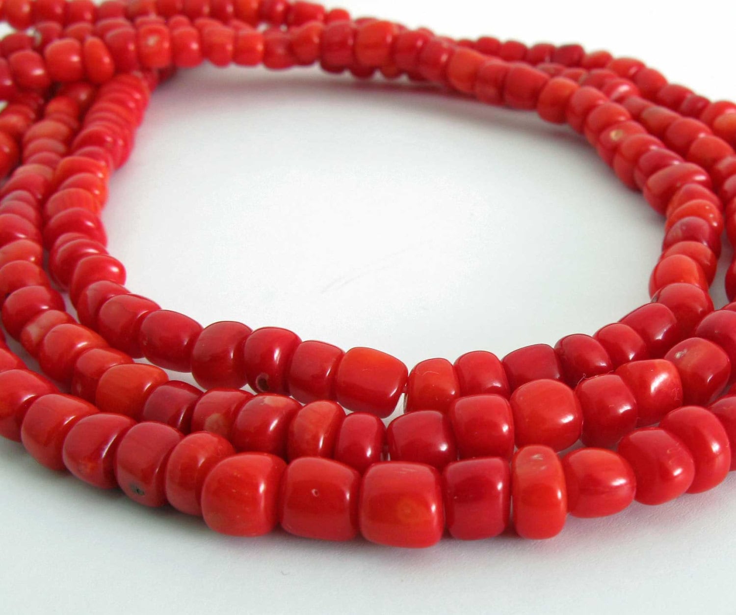 Red Coral Beads Bamboo Coral 5mm Drum Beads 5mm Coral Heishi