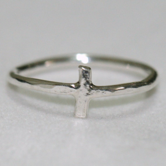 Silver Cross Ring Pinky Cross Ring Silver Midi Cross Ring