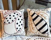 Ladybug and Bumble Bee  Pillow Tucks, Hand Stitched, Ornie