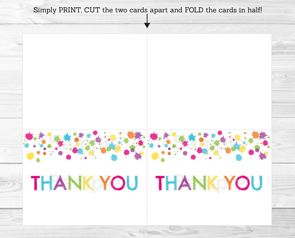 Rainbow Art Party Thank You Card Template / by LittlePrintsParties