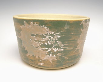Modern succulent planter pot green brown white Cactus planter Bonsai planter Ceramic pottery Herb plant pot 5 1/2 x 3 1/2 Qz7