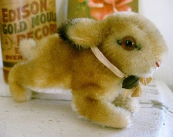 Vintage Steiff Mohair Bunny Rabbit with Ribbon And Bell