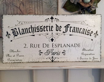 LAUNDRY SIGNS, FRENCH Signs, French Laundry Sign, Bathroom Signs, 12 x 24