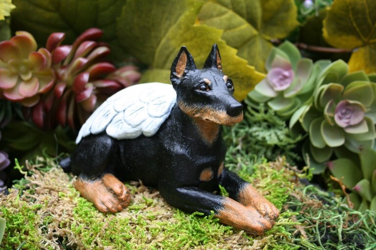 doberman garden statue