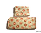 Daisy Tangerine  and Cream Eyeglass Case and Card Case Matching Set