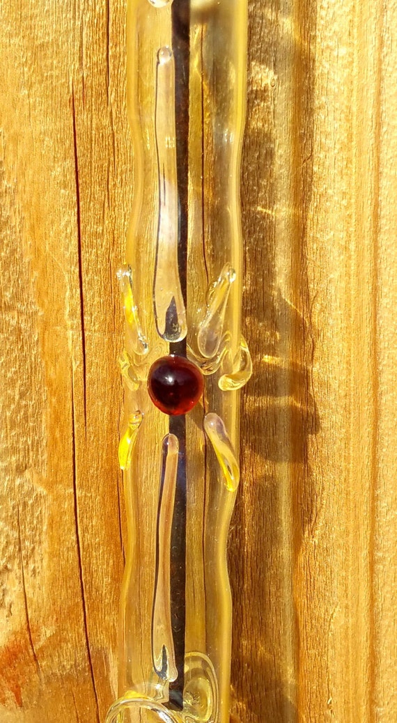 Hanging Glass Incense Burner Holder With Ruby Red Center