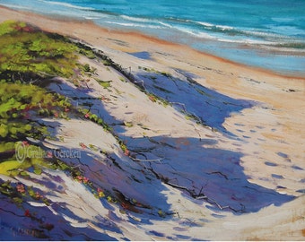 REALISTIC BEACH PAINTING Sand Dune seascape fine art by