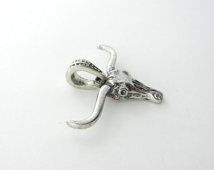 Antique Silver-tone Steer Head Pendant