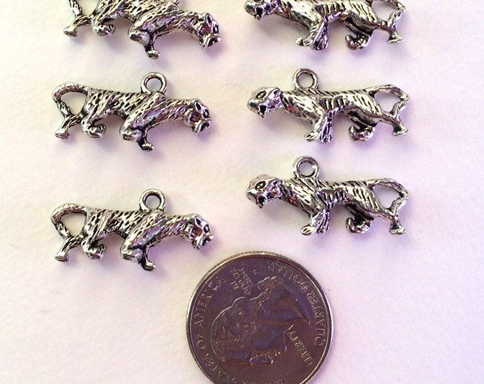 Set of 6 Pewter Tiger Charms