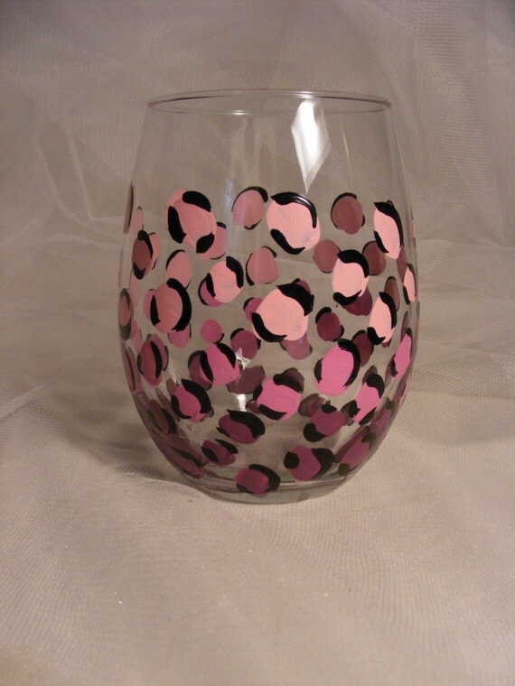 Items similar to pink ombre leopard print stemless wine glass on Etsy
