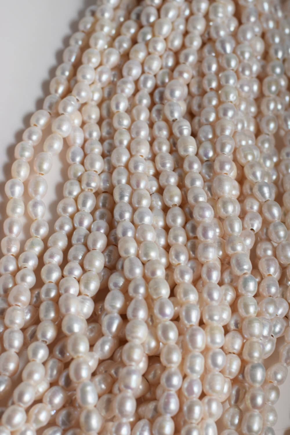 Large Hole 10mm-11mm Ivory Rice Pearls with 3mm hole leather