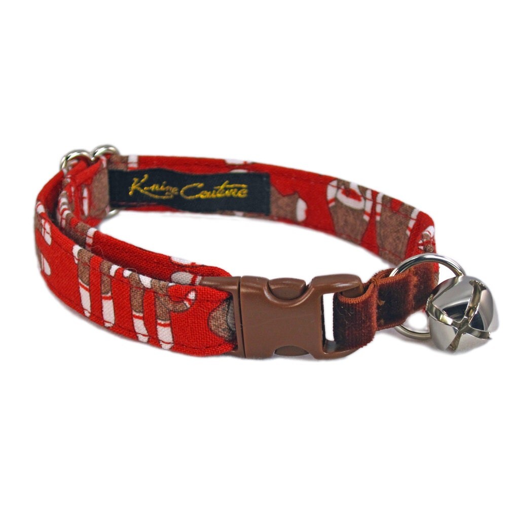 Cat Collar with Elastic Cute Cat Collar Red Cat by KnineCouture