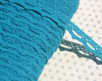 Jade Cluny Lace - Dark Aqua Narrow Cluny Crochet Torchon Trim - 1/2" Wide
