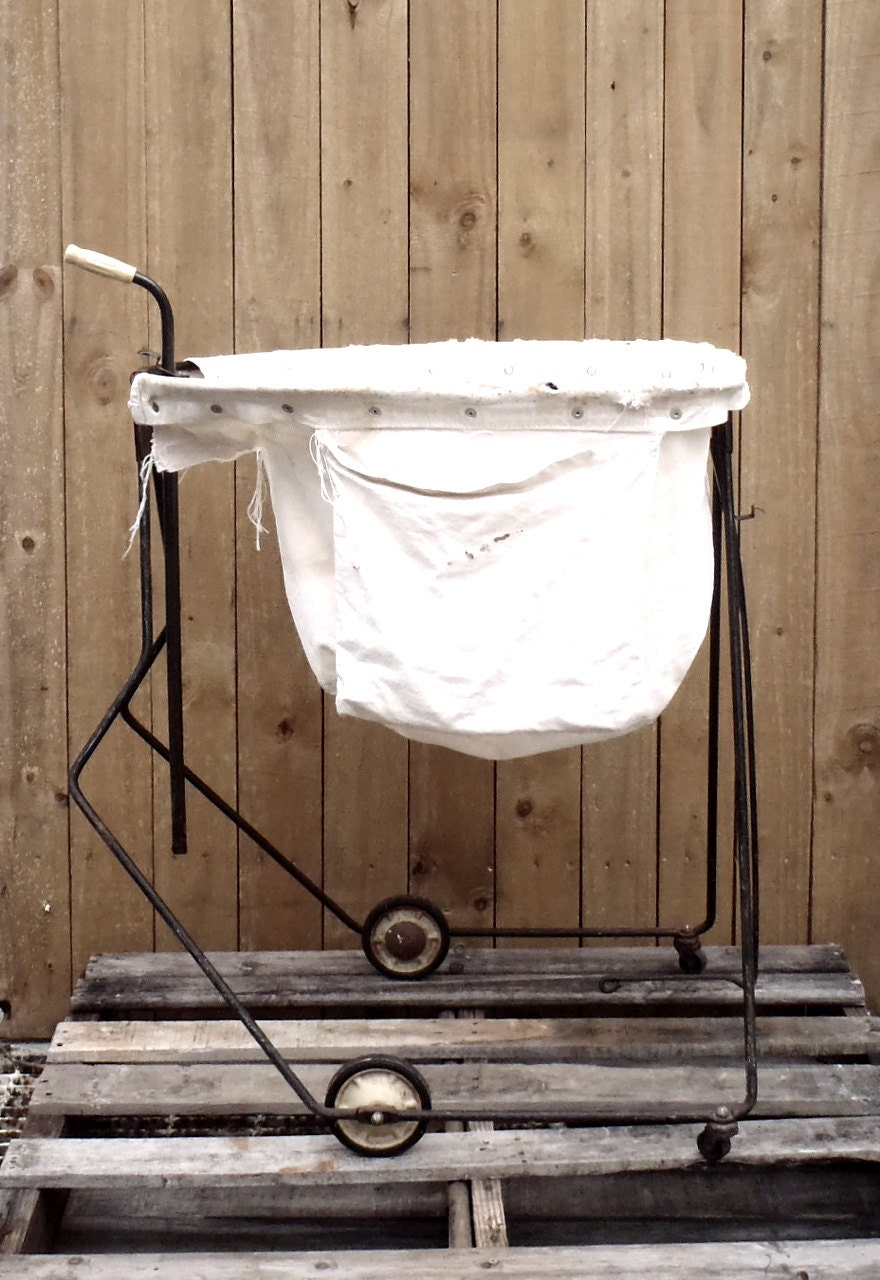 Vintage Industrial Laundry Cart