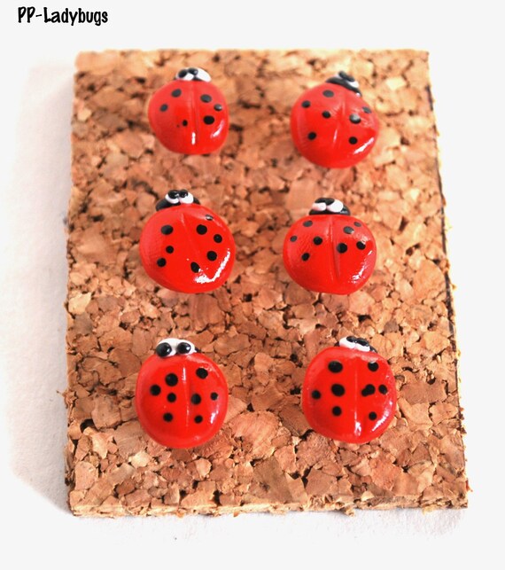 Decorative Pushpins, Home Decor, Office Decor, Thumbtacks, Thumb tacks, Push pins, Pushpins, Ladybug Pushpins, Ladybug Thumbtacks