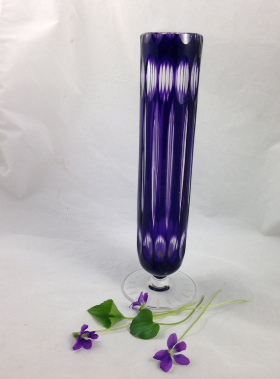 Purple Cut Glass Bohemian Vase