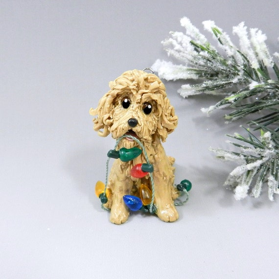 cockapoo christmas ornament figurine lights porcelain cockapoo christmas ornament figurine lights porcelain