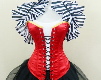 Red Lace Up Front Overbust Corset-to fit 23-26" natural waist