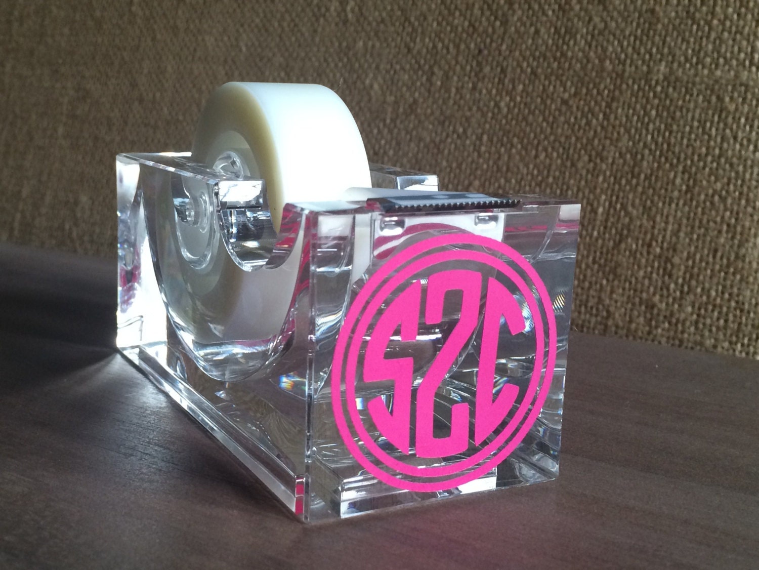 Monogrammed Acrylic Tape Dispenser