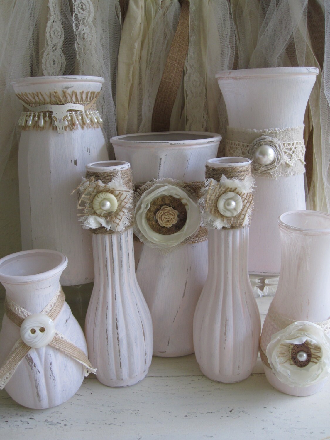 Wedding Vase Glass Vases Painted Vases Upcycled Vases