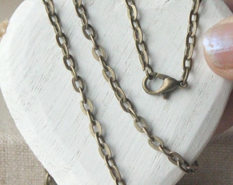 Mens chain, Mens Brass plated necklace chain 5mm - 3mm LARGE flat link chain choose 14 inch - 36 inch mens chain, bronze tone necklace SF120